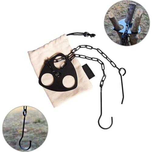 Portable BBQ Tripod Hanging Holder Outdoor Camping Triangular Hanging Pot Bracket Detachable Outdoor Barbecue Tripod Hanging