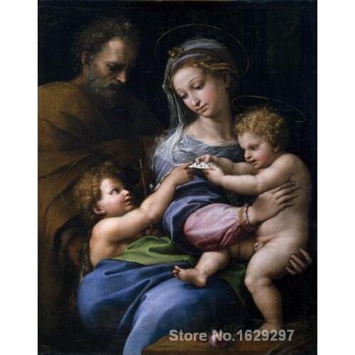 Portrait Woman painting Raphael sanzio Madonna della rosa handmade High quality