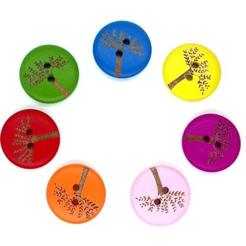 30PCs 2 Holes Wooden Buttons For Needlework New Year Decorative Buttons For Clothes Accessories Sewing 20mm