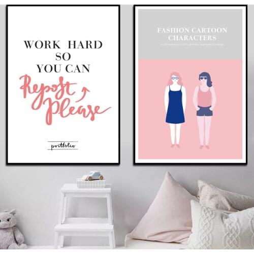 Nordic style pink flower painting wall art canvas poster Nordic print decoration picture PVC sticker decoration FA841