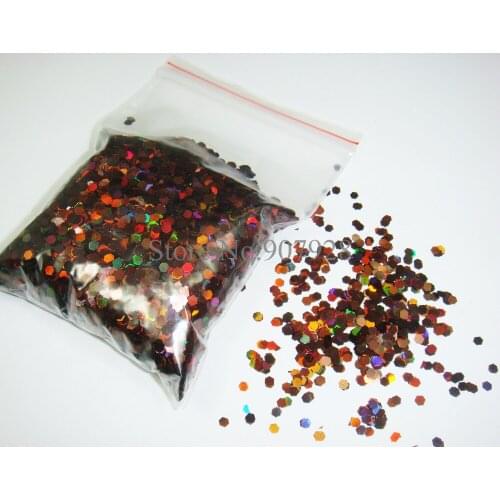 Free Shipping-50g/bag x 2.5mm(1/10")Laser Coffee Glitter Hexagon Paillette Spangles Shape for DIY Nail Art Decoration