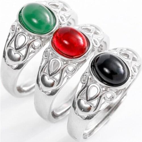 Unisex Vintage Antique Natural Gemstone Ring Fashion Jewelry 3 Colors Turquoises Finger Ring For Women Men Wedding Anniversary