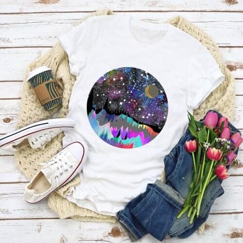 Women Graphic Star Universe Space Printed Cute Lady Summer T-Shirt Shirt Tops Lady Clothes Womens Clothing Tee Female T Shirt