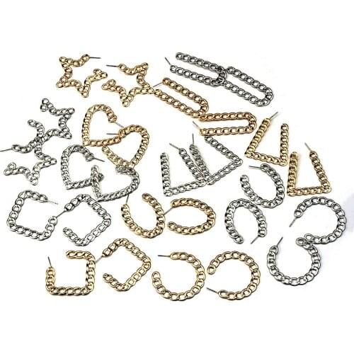 Trendy Hollow Gold Color Chain Stud Earrings Women Simple Geometirc Circle Earring Small Punk Statement Gothic Jewelry Brincos