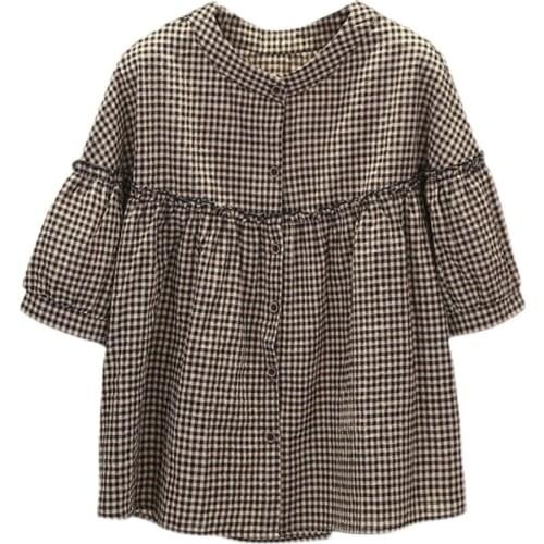 Women Korean Plaid Shirts 2021 Chic Ladies Streetwear Loose Shirt Female Outfit Girls Top Long Sleeve Z19