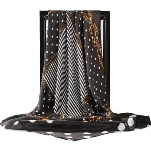 2020 Fashion Silk Scarf Satin Leopard large Shawl Summer Hijab foulard Female 90*90cm Luxury Brand Square Head Scarves for Women