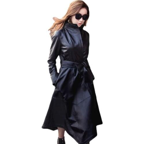 Sheepskin womens new 2021 winter queen Fan high-end sheepskin belted body trench coat