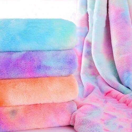 1*1.6m Rainbow Flannel Plush Printed Sequins Fabric Cushion Sofa Tablecloth Toys Cloth Wedding Party Decoration DIY Craft Fabric