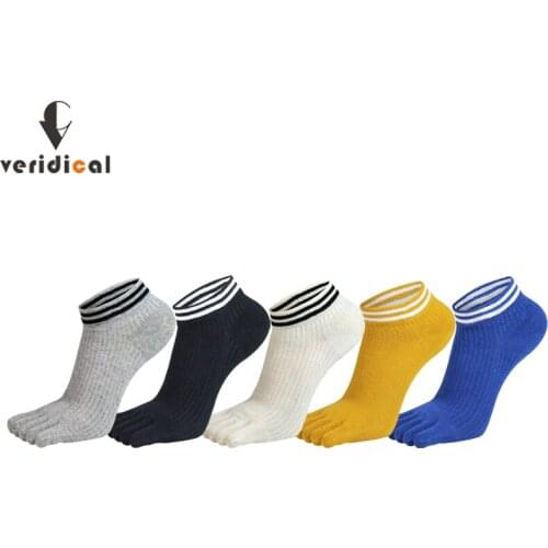 1 Pair Spring Summer Cotton Socks With Toes Women Girl Striped Fashion Vintage Young Harajuku Happy Five Finger Socks Hot Sell