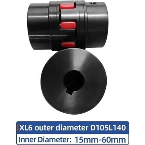 1pc Steel plum blossom claw coupling 45 round steel elastic XL6 105*140 inner hole 15*60mm high torque star coupling