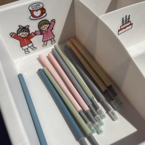 100PC/SET Yellow Gray Blue Green Pink Five Color Pole Student Press Pen Refill 0.5mm Bullet Point Gel Pen Refill Wholesale