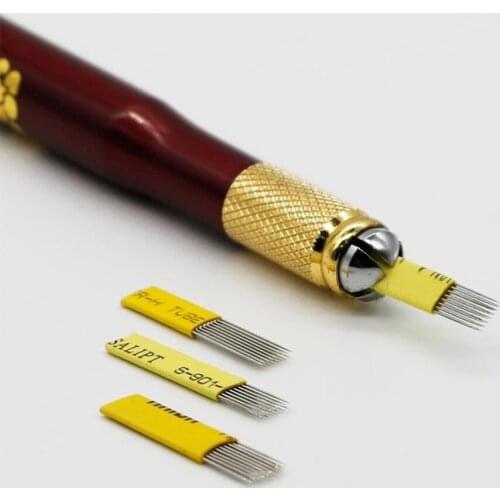 100pcs Double Row 17pins Blades Microblading Fog Eyebrow 17M1 Flat Needles For Permanent Makeup Manual Tattoo Pen