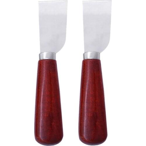 2 Pcs Leather Cutting Tool with Wooden Handle Leather Craft Tool Leather Working Tool Edging DIY Handwork Supplies