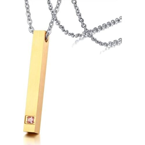 2021 Fashion Accessories Titanium Steel With Zircon Geometric Strip Simple Pendant Temperament Necklace Suitable For Women