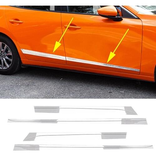 Chrome Door Molding Trim Door Side Body Decoration Cover Frame Accessories Fit For 2019 2020 Mazda 3 Sedan