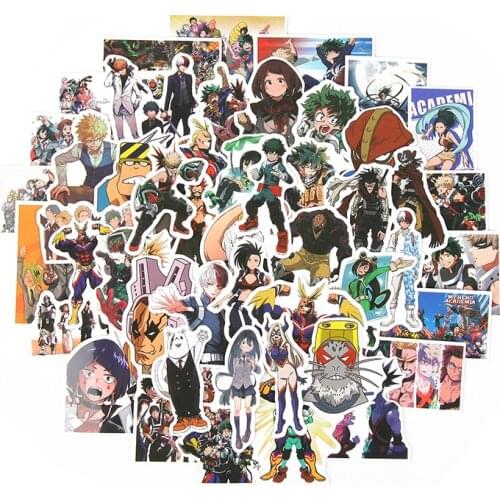 TD ZW 50pcs/lot My Hero Academia Stickers Classic Japan Anime Sticker Modern Popular Laptop Luggage Car Skateboard Phone Decal