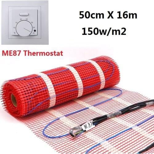 50cmX16m Warm Mat Kits 150w/sqm Electric Floor Heating Pad with WiFi Temperature Controller Selection