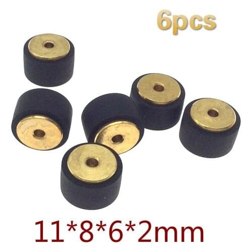 6pcs copper 11*8*6*2mm retractor wheel belt pulley rubber audio pressure recorder cassette deck pinch roller tape Stereo player