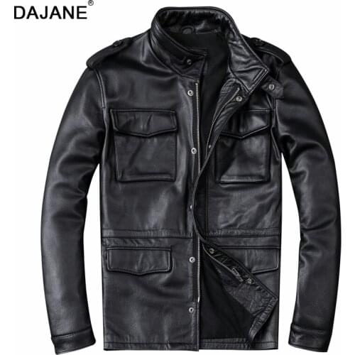 Alpha hunting M65 genuine leather fat man long head layer cowhide favors motorcycle cow leather jackets coat