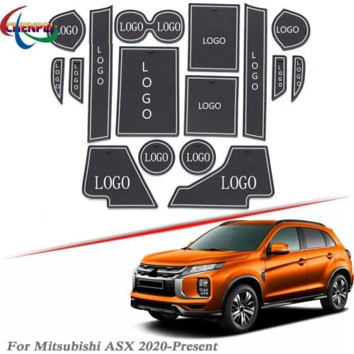 Brand LOGO Car Styling For Mitsubishi ASX 2020-Present Latex Gate slot pad Interior Door Groove Mat Non-slip dust Mat Accessory