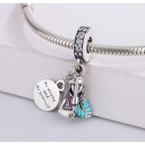 925 Sterling Silver Mulan Charm Two Distinctive Sides Double Pendant Design Bracelet DIY Jewelry Making For Original Pandora