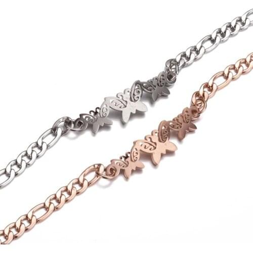Lyvior Butterfly Charm Bracelets for Women Gifts for Women Girl Rose Gold Jewelry Stainless Steel Adjustable Beach Chain Anklet