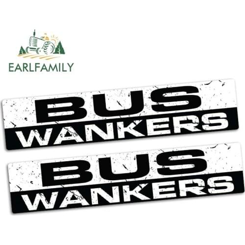 EARLFAMILY 15cm x 3.2cm BUS WANKERS Funny Bumper Car Sticker Vinyl Decal Retro JDM Car Truck Vintage Race 2pcs