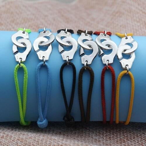 France Pour Femme Jewelry 925 Sterling Silver Handcuff Bracelet For Women Men Rope Bracelet 925 Silver Bracelet