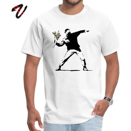 Swag Banksy Flower Thrower T Shirts 100% Cotton Fabric Men Tshirt Mens T-shirts Novelty Street Art Designer Rebel Tees Oversize