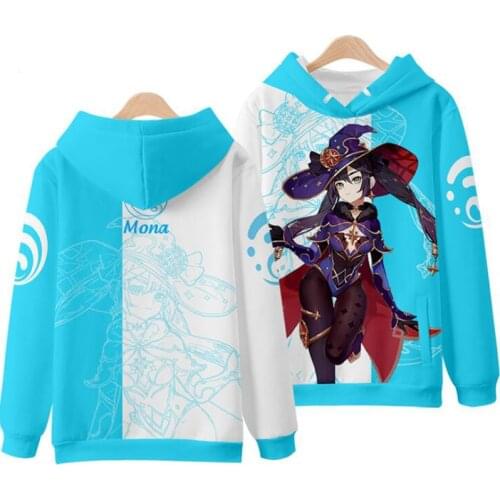 Game Genshin Impact Cosplay Costumes Mona Ganyu Keqing Barbara Klee Fischl Zhongli Venti Diluc Unisex 3D Hoodies Sweatshirts