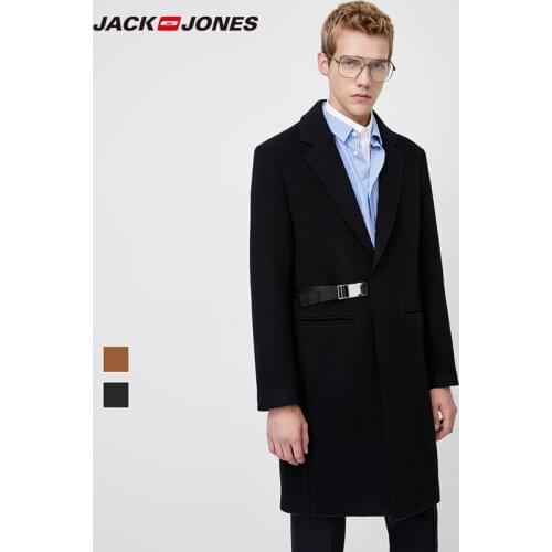 JackJones Mens Mid-length Notched Collar Warm Woolen Overcoat| 220127501