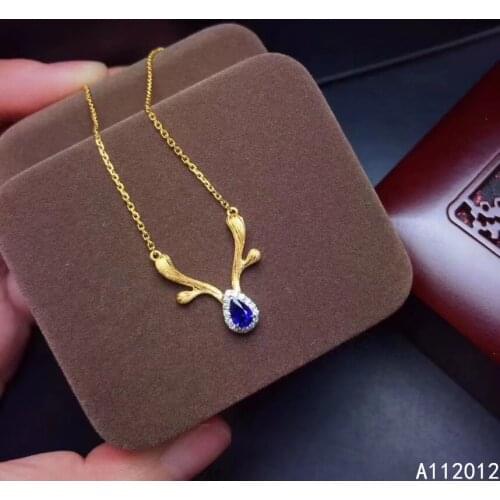 KJJEAXCMY fine Jewelry 925 Sterling Silver Natural sapphire Girl new popular deer Pendant Necklace Support Test Chinese style
