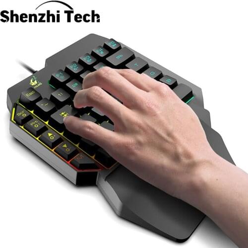 One Handed Keyboard Gaming Mechanical Artisan Keycap RGB Backlit Wrist Rest Support 39 Keys Left Hand Keypad for PUBG LOL