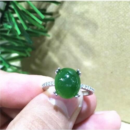 Free shipping Woman Ring Natural Hetian Jasper Ring 925 sterling silver Ring Wholesales Fine jewelry Gem Size 9*11mm