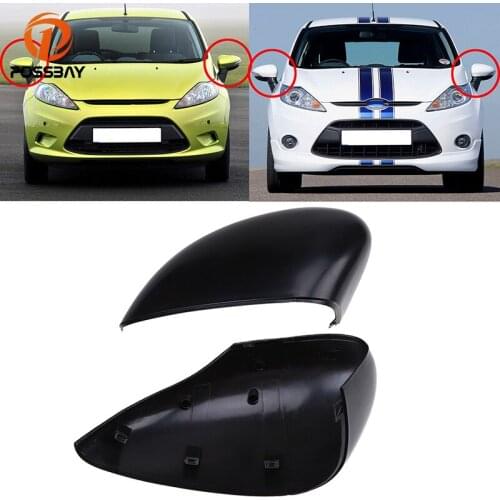POSSBAY Matte Black Car Front Door Wing Mirror Caps Fit for 2011/2012/2013/2014/2015/2016/2017 Ford Fiesta Sedan W/SIGNAL LAMP