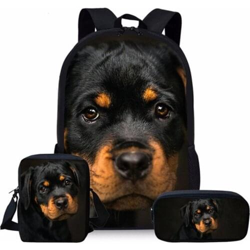 Children Bag Cute Dog School Bags Set Cool Animal Print Backpack For Girls Boys Satchels Kids Bag 3-8 Years Old Rottweiler