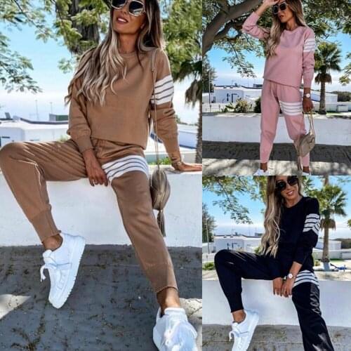 Spring Autumn Women Set 2 Piece Outfits Suit Patchwork Tracksuit Long Sleeve Tops And Pants Casual Sport Suits ensemble femme