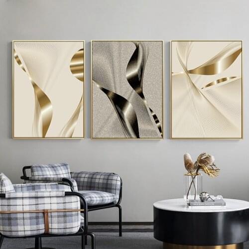 Creative silver golden Abstract geometric patchwork modern decorative Picture Canvas Wall Art Poster for room office hotel decor