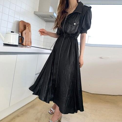 Summer Vintage French A-Line Elegant Dresses Women Boho 2021 Party Dress Sexy Short Sleeve Solid White High Waist