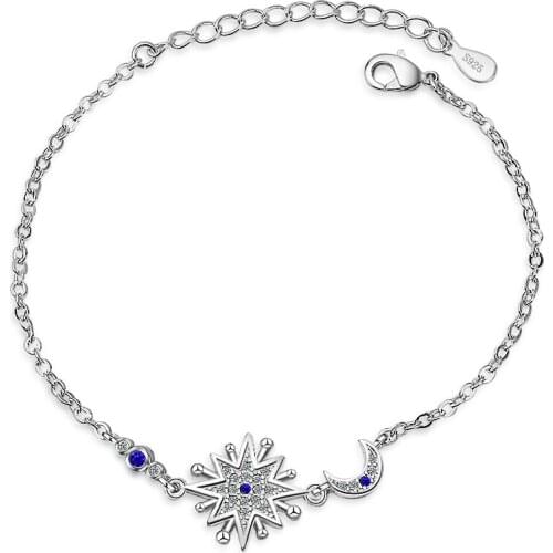 Brand Hot Fashion Micro CZ Sunshine Moon Star Bracelet For Women Silver Color Zircon Jewelry pulseira