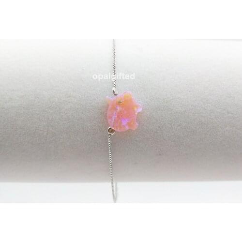 MOQ=1PC Free Shipping Lovely Little pig bracelet Synthetic Opal 11*12mm light pink Op58 Pig Shape with cz for eye Opal bracelet