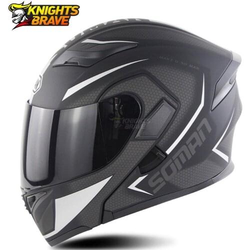 SOMAN Motorcycle Helmet Flip Up Motocross Helmet Capacete Da Motocicleta Cascos Moto Casque Doublel Lens Racing Riding Helmet