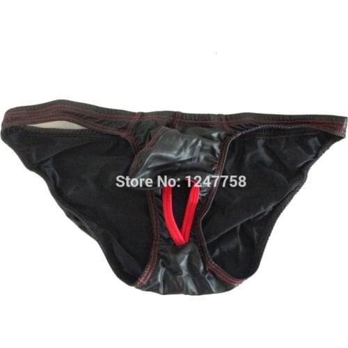 Mens Contrast Ball Hole Brief Nuts Out Bulged Pouch Sexy Guys Underwear Faux Bikini Briefs
