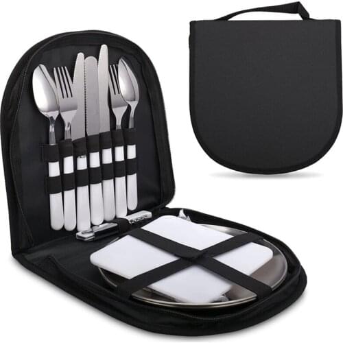 Camping Cutlery Set Organizer Utensil Picnic Mess Set Travel Camping Portable Fork Spoons Plate for Hiking Picnic Backpacking