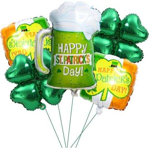 18 inch St. Patricks Day Decoration Balloon Set Four-leaf Clover Green Draft Beer Festival Celebration Irish Festival Balloons