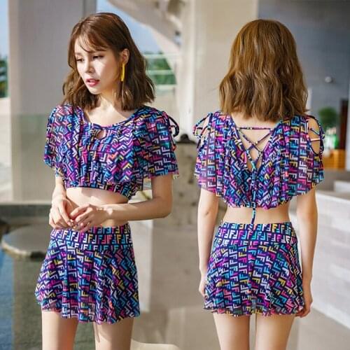 2021 New Fashion Ladies Split Two-piece Suit Slim and Conservative Boxer Small Chest High Waist Swimsuit Swimsuit Bikini