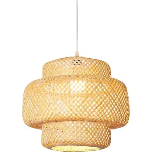 New Handmade Bamboo Lampshade Pendant Ceiling DIY Restaurant Aisle Lamp Shades Weave Hanging Light (Without Light Source)