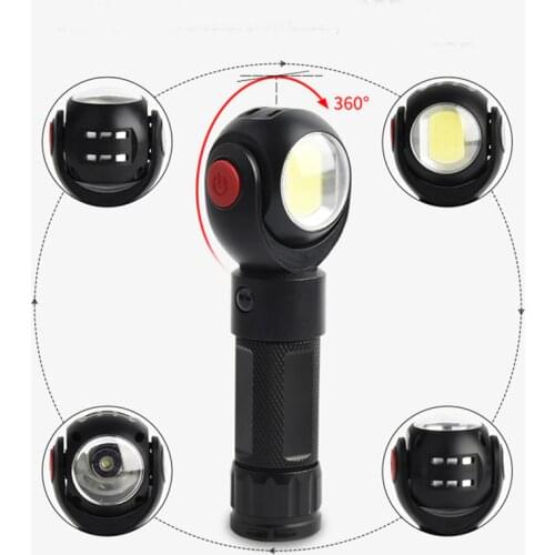 10pcs New LED Rechargeable Torch light Double lamp 360 Rotation 3800LM CREE XML T6 and COB LED Magnetic Flashlight for outdoor