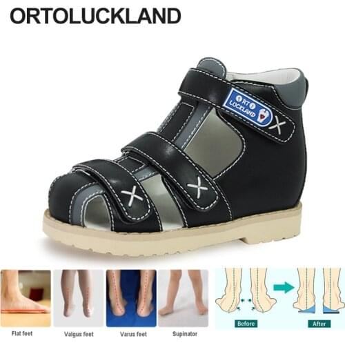 Ortoluckland Toddler Boy Sandles Girls Children Orthopedic Black School Shoes Tiptoes Barefoot Arch Support Sandal For Kids