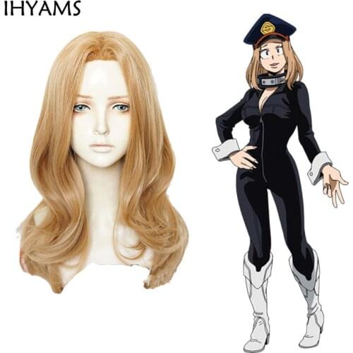 My Hero Academia Camie Utsushimi Cosplay Wig Blonde Brown Long Curly Synthetic Hair Wigs + Wig Cap